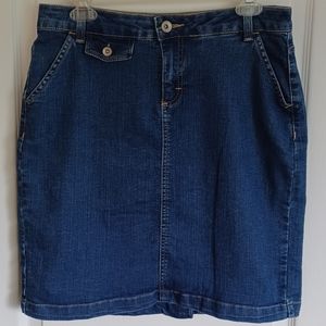 MERONA DENIM SKIRT 8R BACK SLIT RIGHT FRONT POCKET STRETCH MATERIAL